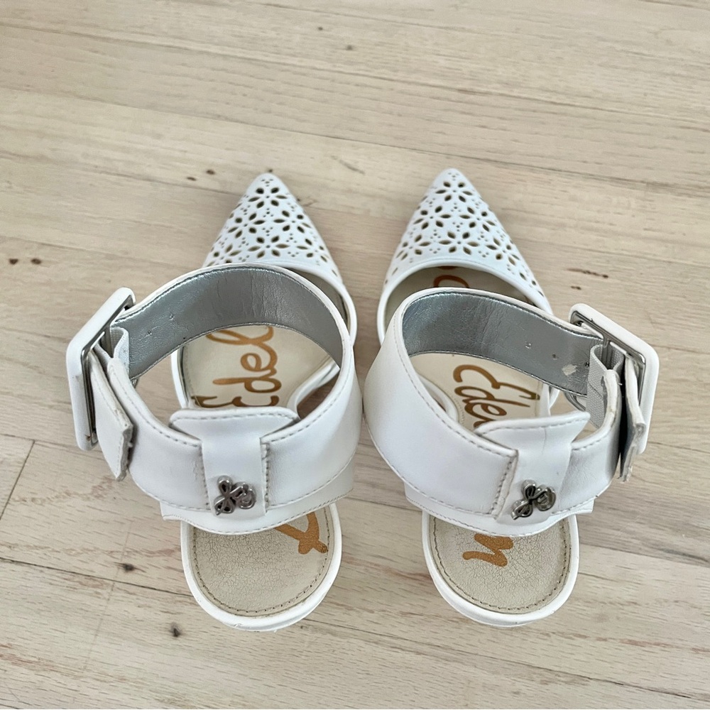 Sam Edelman White Floral Cutout Ankle Strap Odynna Pumps - Picture 3 of 5